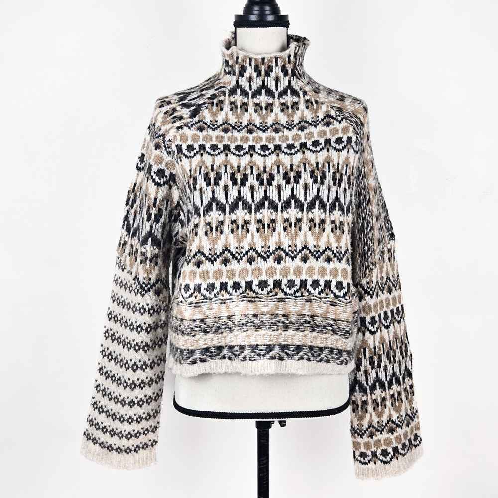 NWT Steve Madden Indie Fair Isle Mock Neck Sweater